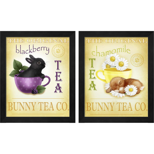 Blackberry & Chamomile Tea Bunny by Melissa Dawn, 2 Piece Black Framed Art Set