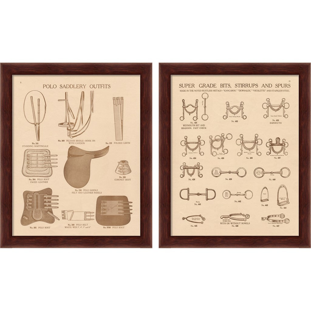 Equine Riding Gear v2 A by Wild Apple Portfolio, 2 Piece Brown Framed Art Set