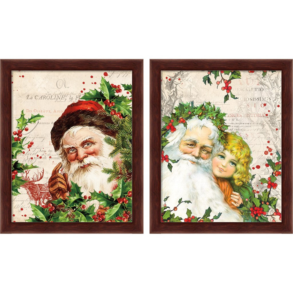 Vintage Holiday B by Katie Pertiet, 2 Piece Brown Framed Art Set