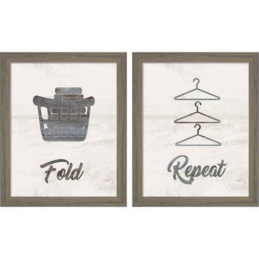 Barnwood Fold & Repeat by Jo Moulton, 2 Piece Rustic Gray Framed Art Set