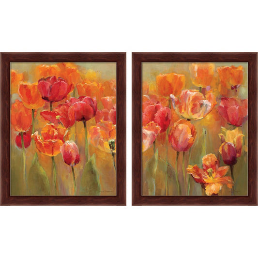 Tulips in the Midst by Marilyn Hageman, 2 Piece Brown Framed Art Set