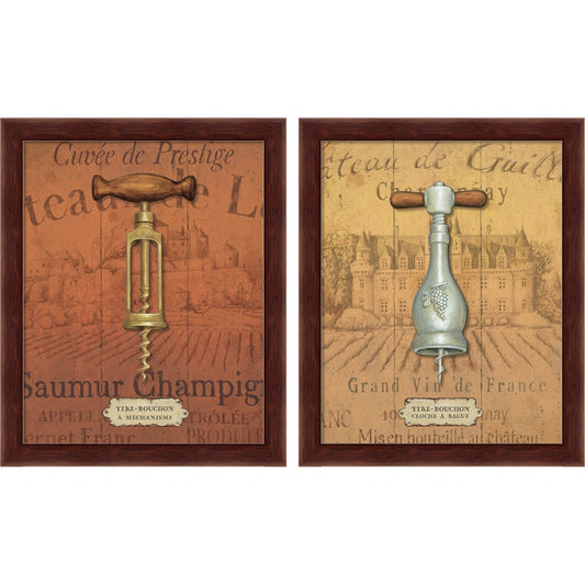 Antique Corkscrew by Daphne Brissonnet, 2 Piece Brown Framed Art Set