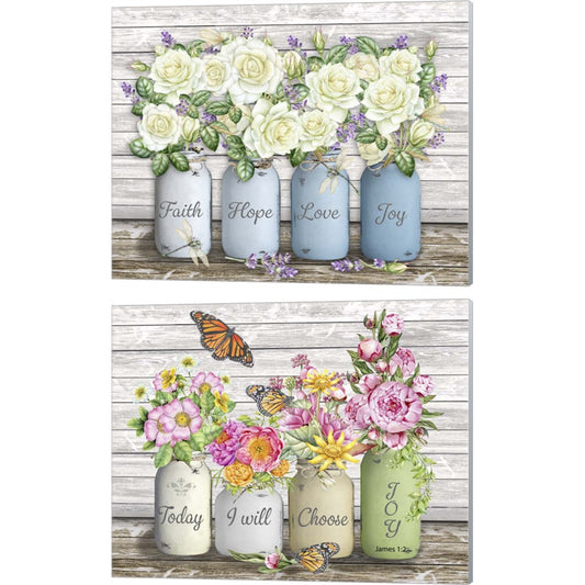 Bouquets of Inspiration 2 by Jean Plout, 2 Piece Canvas Art Set