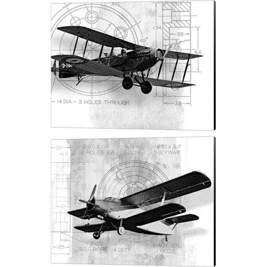 Flight Plans BW by Michael Marcon, 2 Piece Canvas Art Set