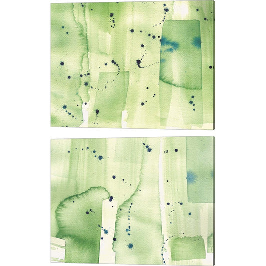 Abstract Green Watercolor by Summer Tali Hilty, 2 Piece Canvas Art Set