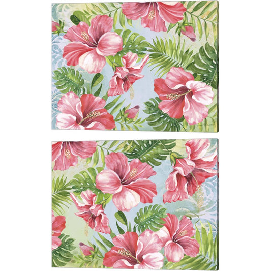 Hibiscus Paradise by Jean Plout, 2 Piece Canvas Art Set