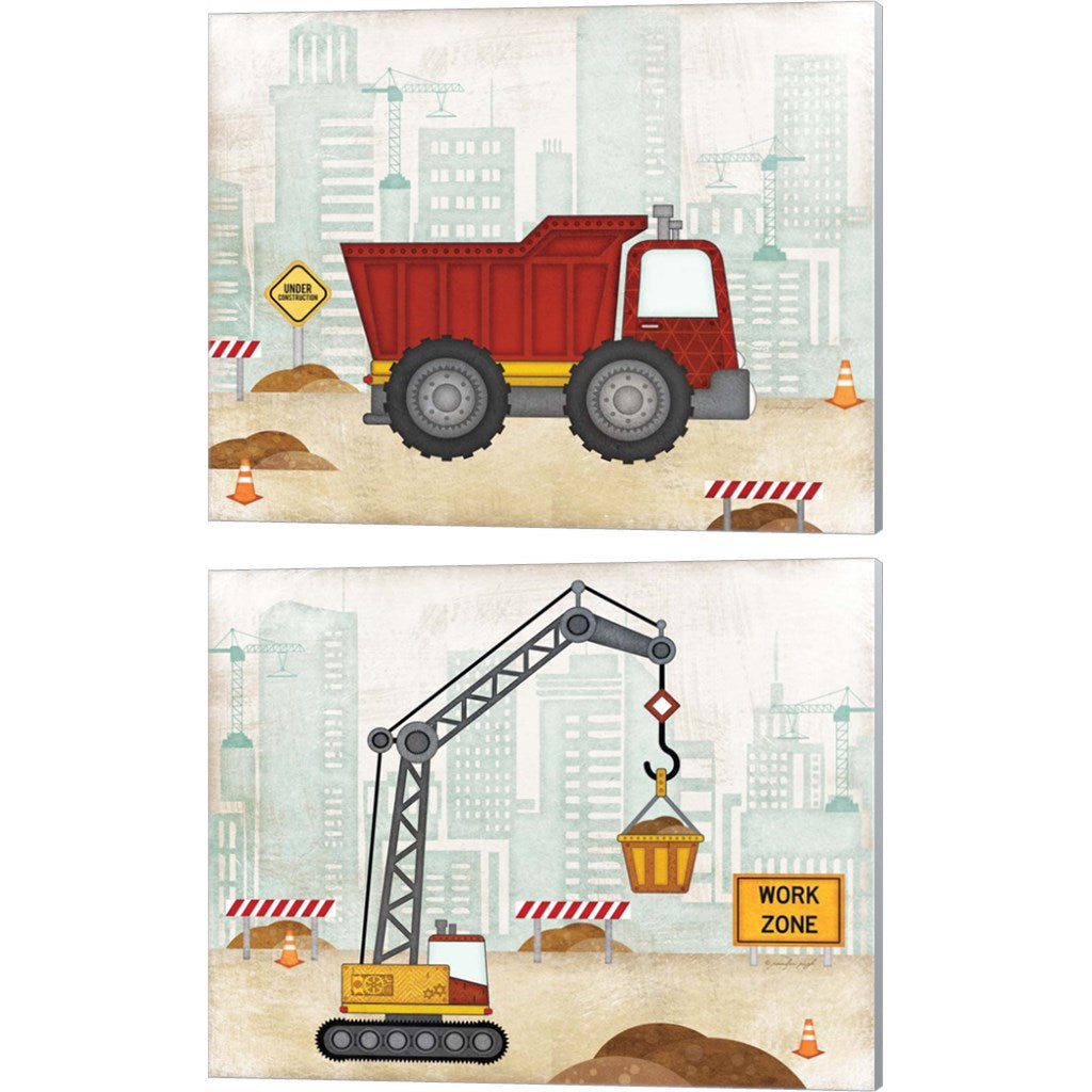 Truck & Crane by Jennifer Pugh, 2 Piece Canvas Art Set