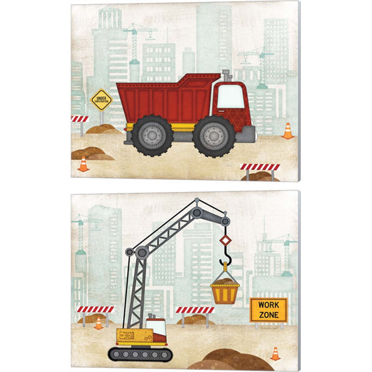 Truck & Crane by Jennifer Pugh, 2 Piece Canvas Art Set