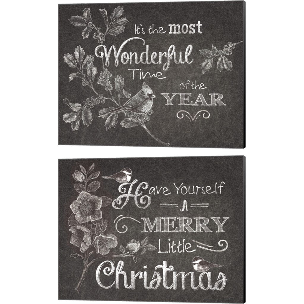 Chalkboard Christmas Sayings by Beth Grove, 2 Piece Canvas Art Set