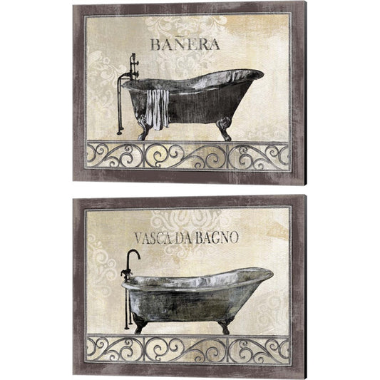 Bath Silhouette 1 by NBL Studio, 2 Piece Canvas Art Set