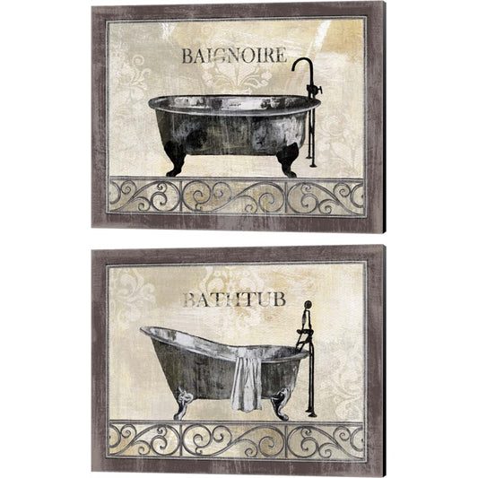 Bath Silhouette 2 by NBL Studio, 2 Piece Canvas Art Set