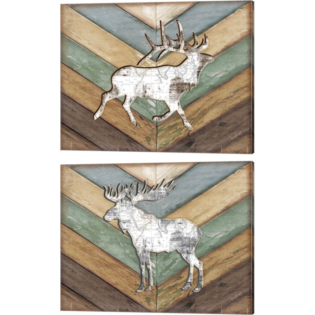 Lodge Elk & Moose by Jennifer Pugh, 2 Piece Canvas Art Set