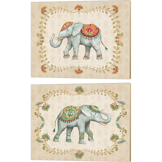 Elephant Walk 2 by Daphne Brissonnet, 2 Piece Canvas Art Set