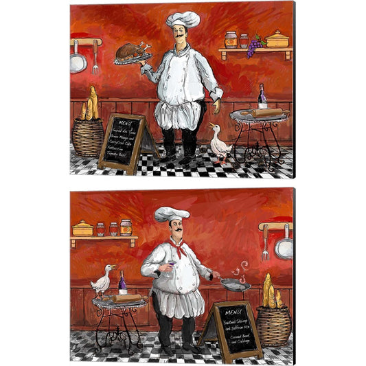 Eat Drink Love & Shrimp Chef by Frank Harris, 2 Piece Canvas Art Set