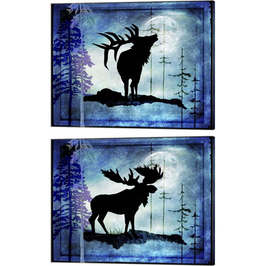 Midnight Elk & Moose by LightBoxJournal, 2 Piece Canvas Art Set