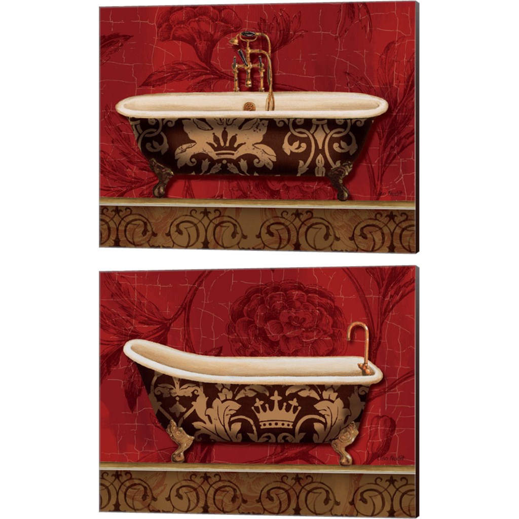 Royal Red Bath by Lisa Audit, 2 Piece Canvas Art Set