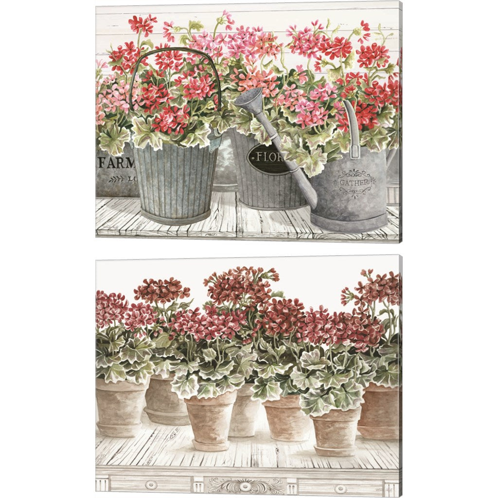 Potted Geranium Mix by Cindy Jacobs, 2 Piece Canvas Art Set